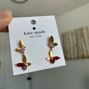 Kate Spade Gold and Pink Butterfly Earrings